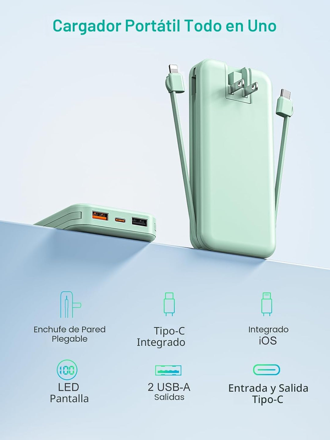 Banco de energía portátil, cargador de teléfono PD20W de 10000 mAh...