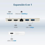 j5create Concentrador USB-C Mini Dock - Tipo C con 2x HDMI, 2x USB 3.0