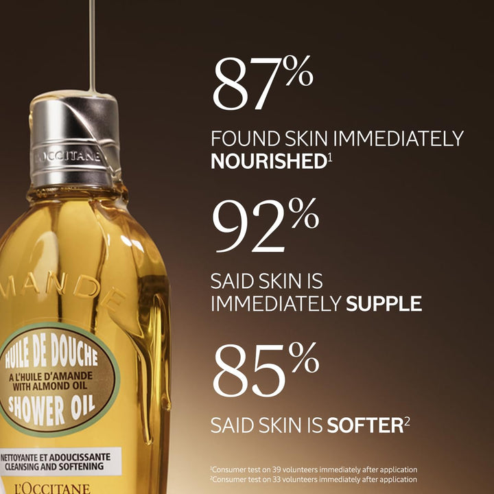 L'OCCITANE Aceite de ducha de almendra limpiador y suavizante,...