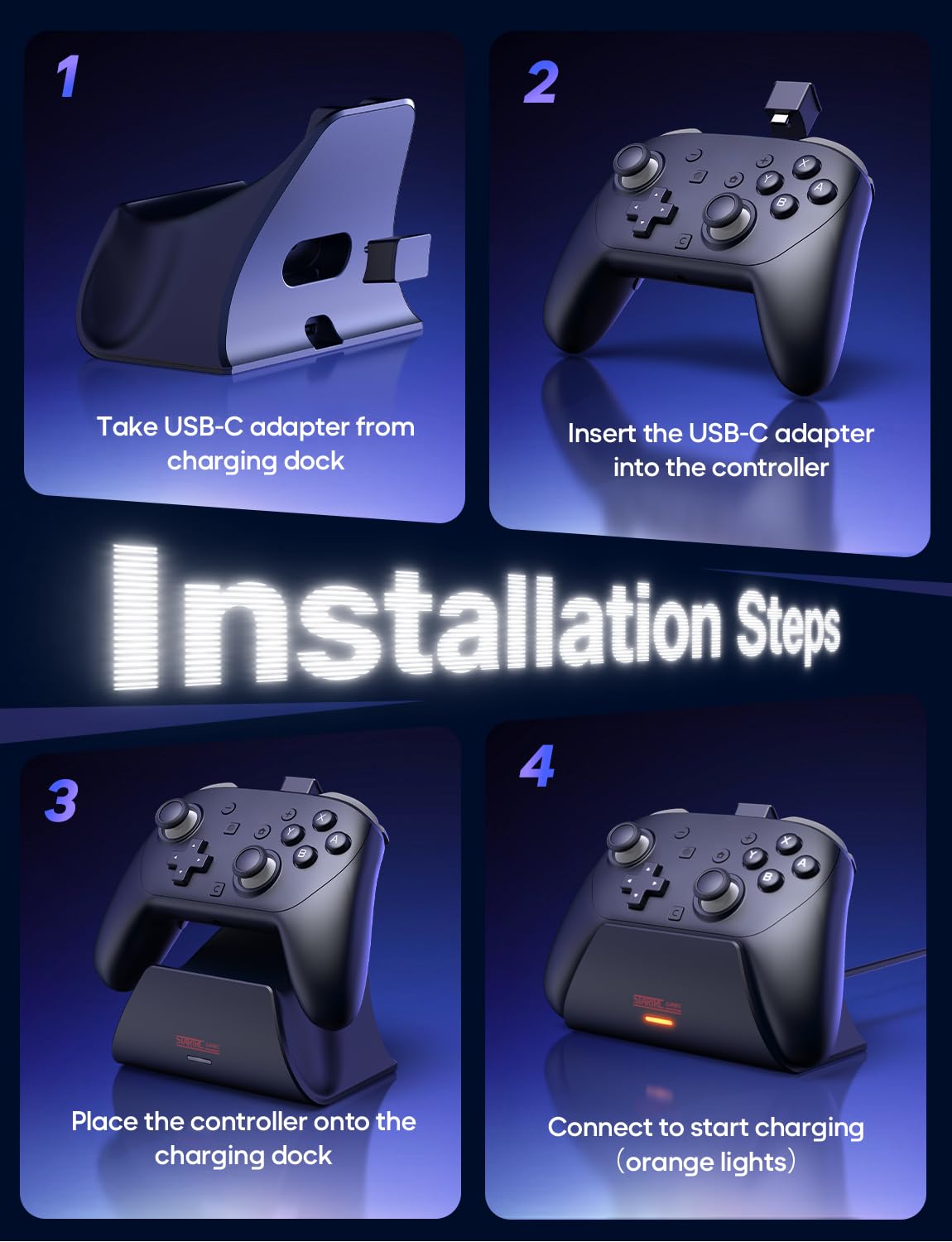STARTRC GAMES carga Dock para Nintendo interruptor 2 Pro Controller