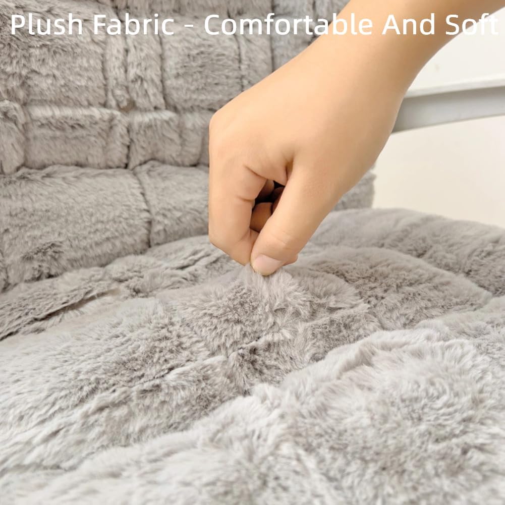Cojín de asiento de oficina con respaldo de felpa para silla de juegos, cojín antideslizante para silla de escritorio, 18.8 x 35.4 pulgadas