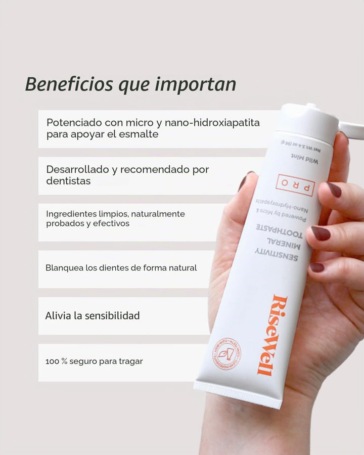 RiseWell PRO - Pasta de dientes mineral - Pasta de dientes micro y...