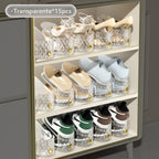 Organizador de ranuras para zapatos, paquete de 15, apilador de zapatos ajustable para almacenamiento en el armario, transparente de doble capa ahorrador de espacio, duradero y apilable para zapatos deportivos y tacones planos