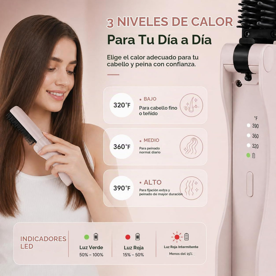 Cepillo alisador de pelo inalámbrico - Plegable - Diseño de viaje