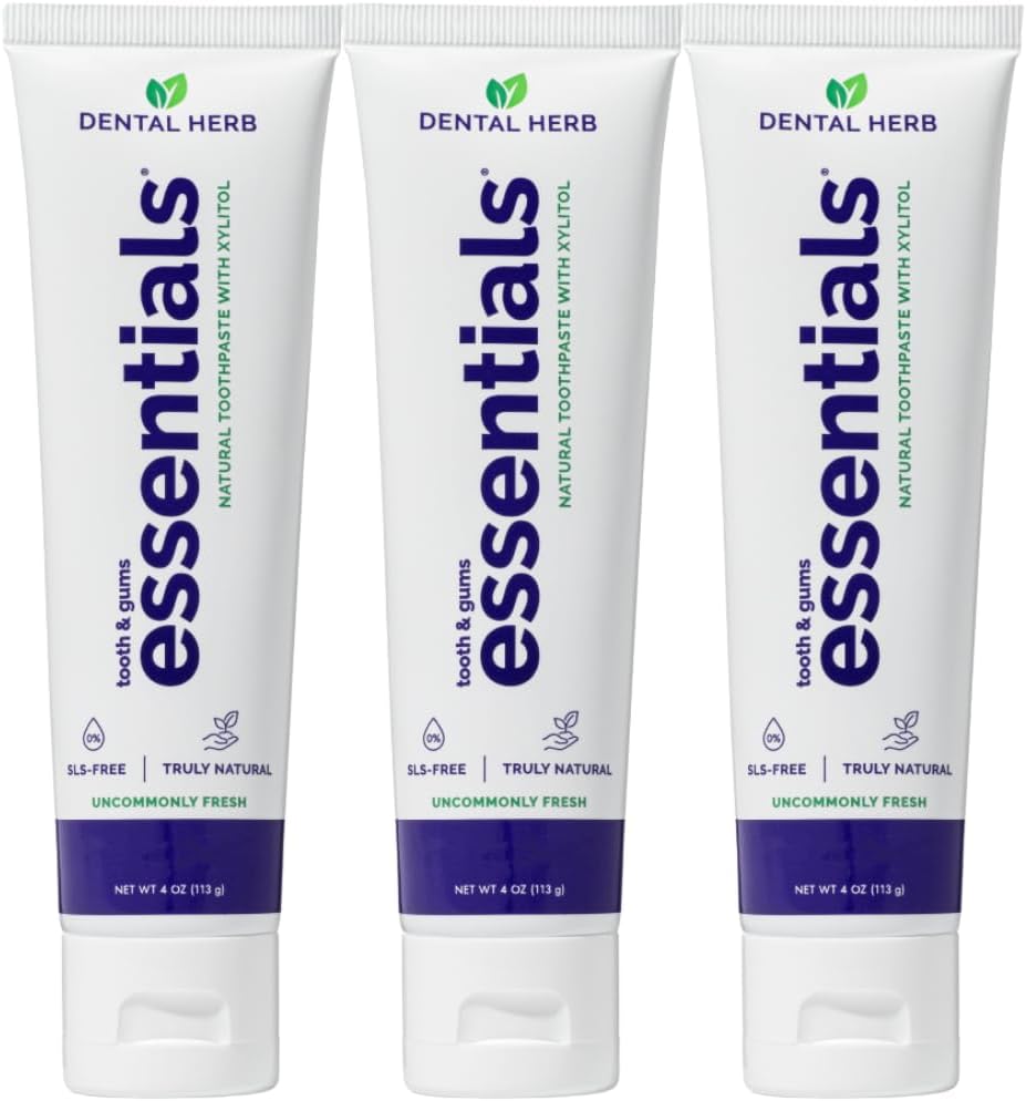Dental Herb Company Essentials Pasta de dientes sin flúor, paquete de 3, 4, 4 oz (paquete de 3)