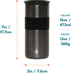 Elemental Artisan - Vaso aislado de triple pared, taza de viaje para café, reutilizable, de acero inoxidable, con tapa de cerámica, tazas térmicas de café para bebidas calientes (6 horas) y frías (18