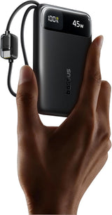 Baseus Banco de energía ultra delgado de 45 W, 10000 mAh, cables US...