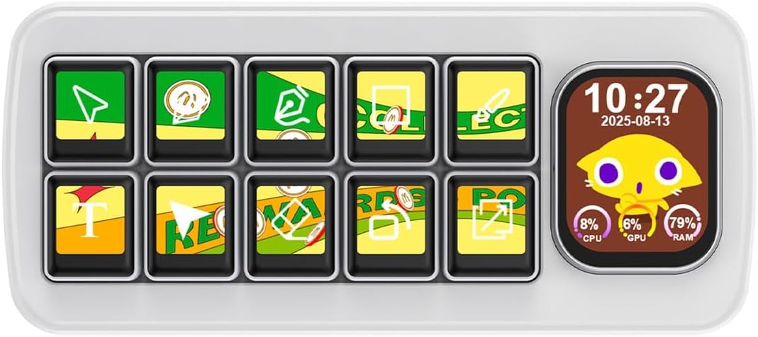 waveshare MK10 Panel de control de voz AI multifuncional, 10 teclas LCD mecánicas de 0.85 pulgadas con una pantalla secundaria de 2.01 pulgadas, soporta reconocimiento de voz e interacción de voz AI