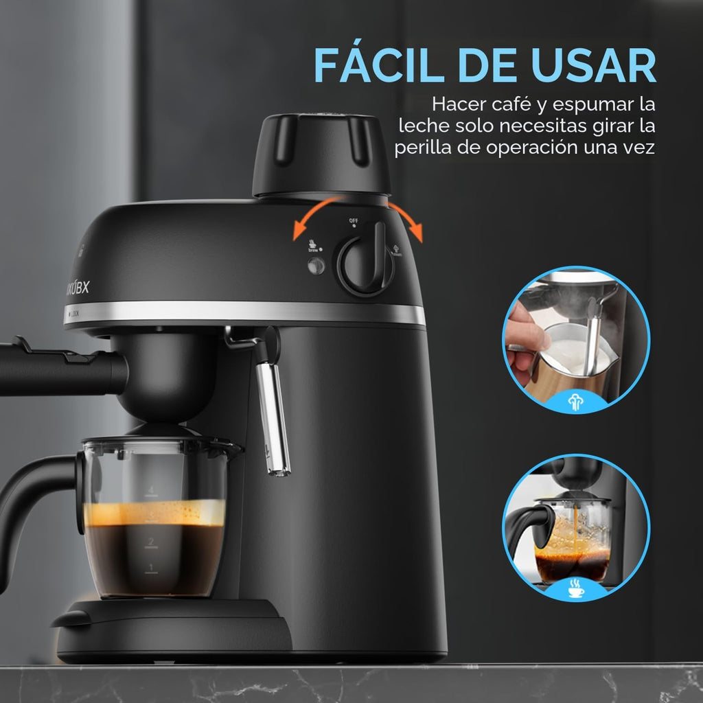 XIXUBX Máquina compacta de café expreso y capuchino, 3.5 bar con varita de
