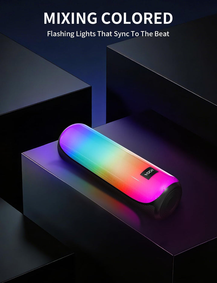 VOCH Altavoz Bluetooth 5.3 con luz RGB, altavoz inalámbrico portáti...