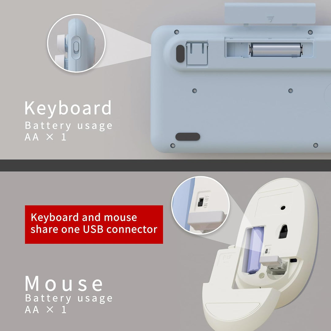 UBOTIE Teclado inalámbrico colorido para computadora y mouse óptico...