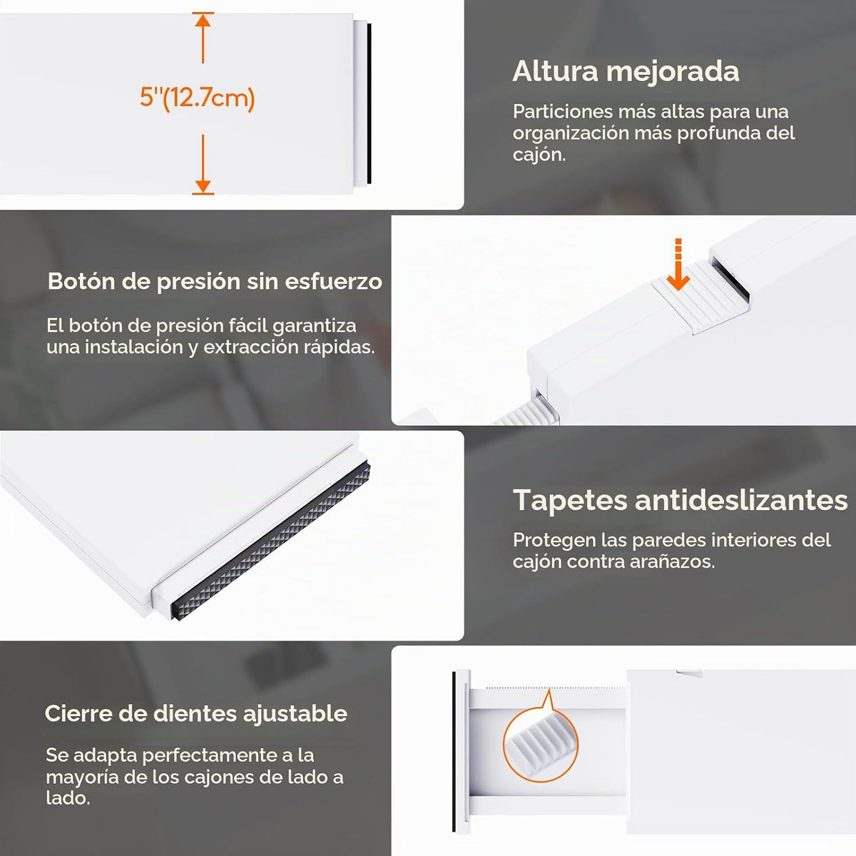 Lifewit Divisores de Cajón Taller de 5 pulgadas, Organizadores de Cajón Profundo Ajustables