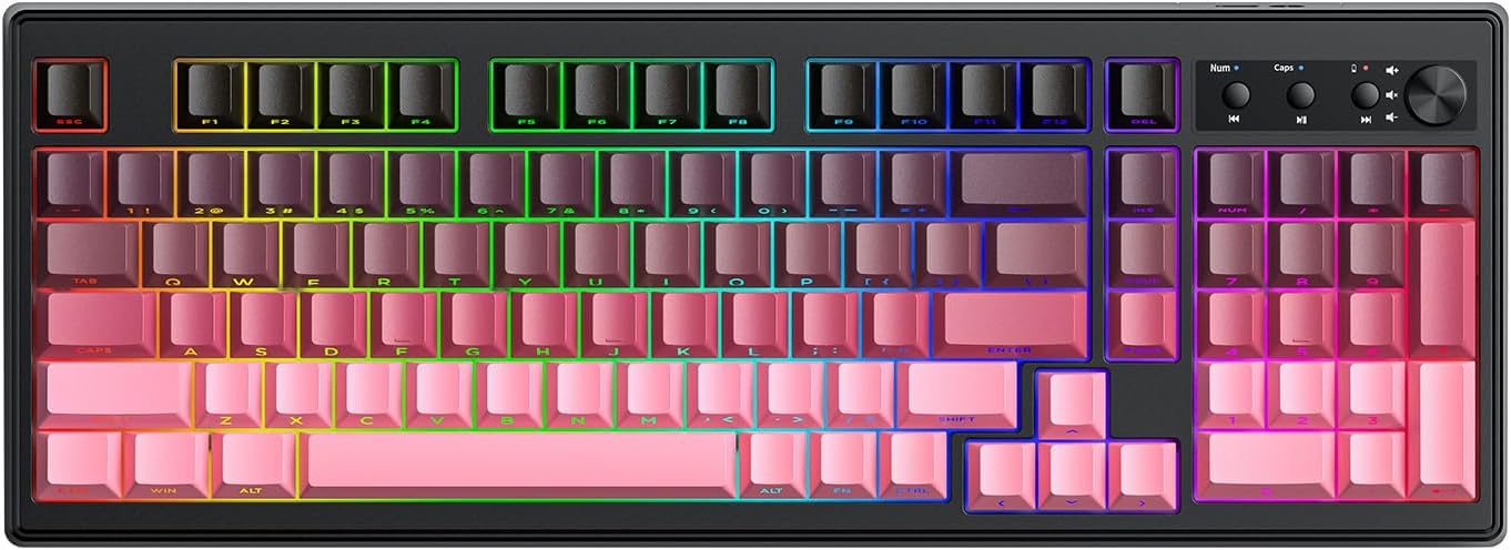 FREEWOLF K100 Teclado inalámbrico silencioso cremoso para juegos de...