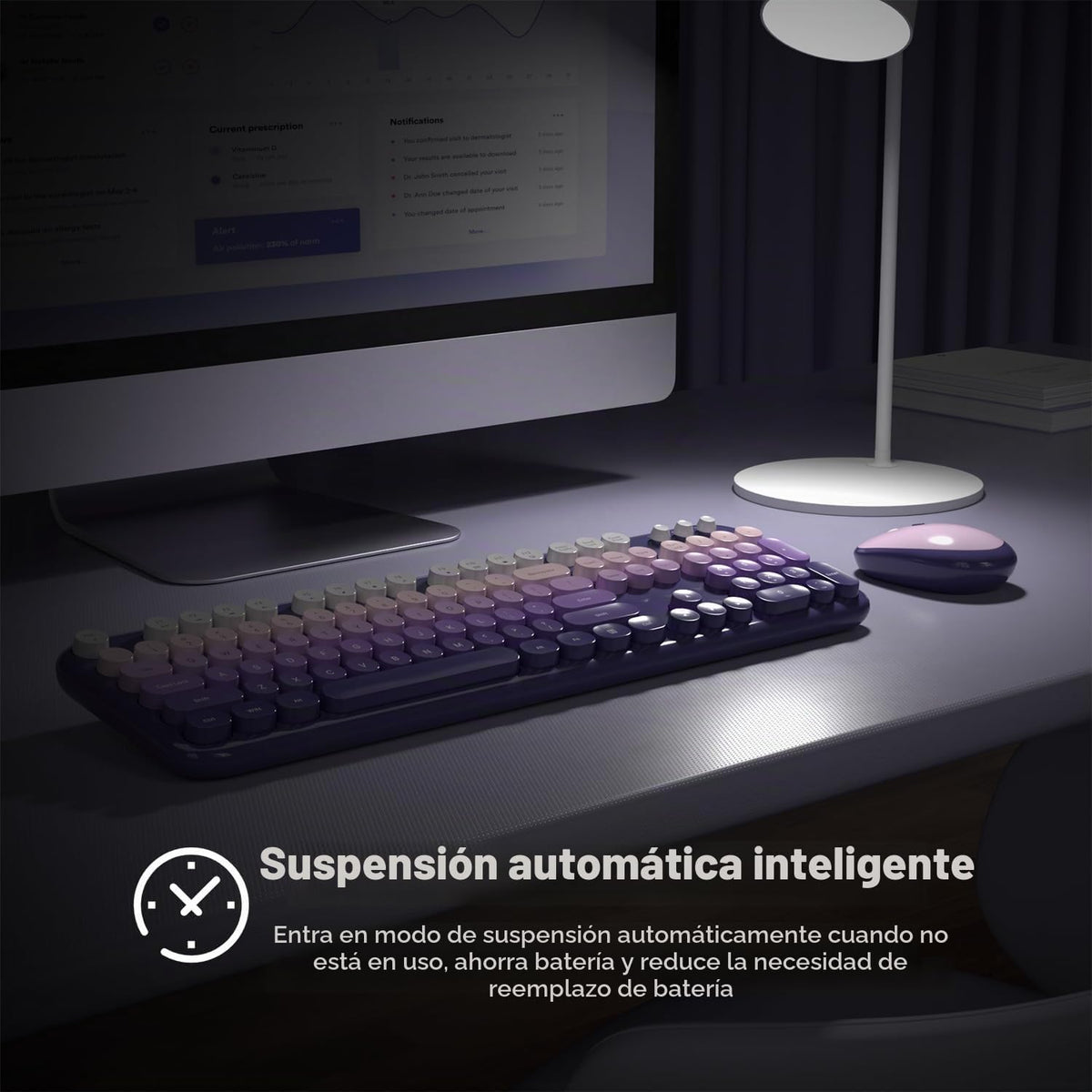 MOFII Combo de teclado y mouse inalámbricos, lindo teclado de tamañ...