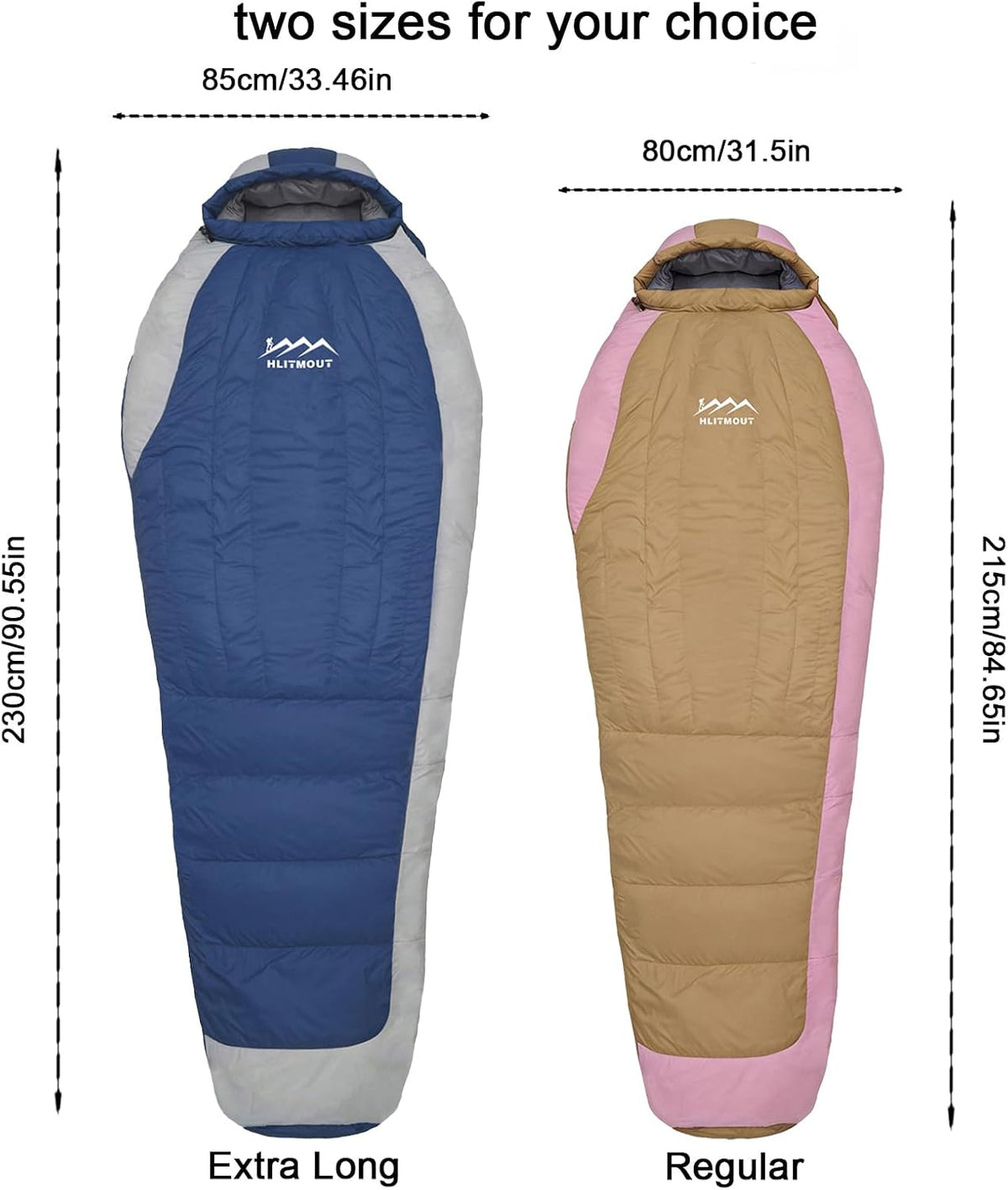 Saco de dormir de plumón con almohada para adultos y adolescentes