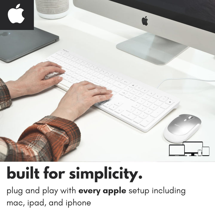 Macally Teclado USB C con cable para Mac (USB C + USB A) - Teclado...