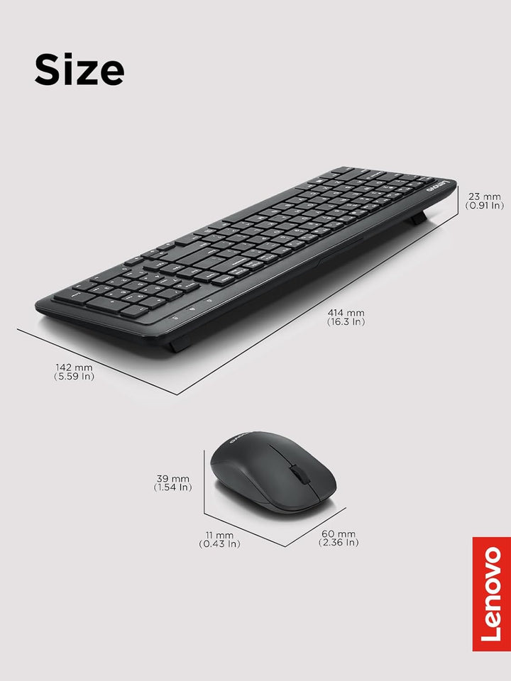 Lenovo 300 Combo de Teclado y Ratón Inalámbricos, Receptor Nano USB...