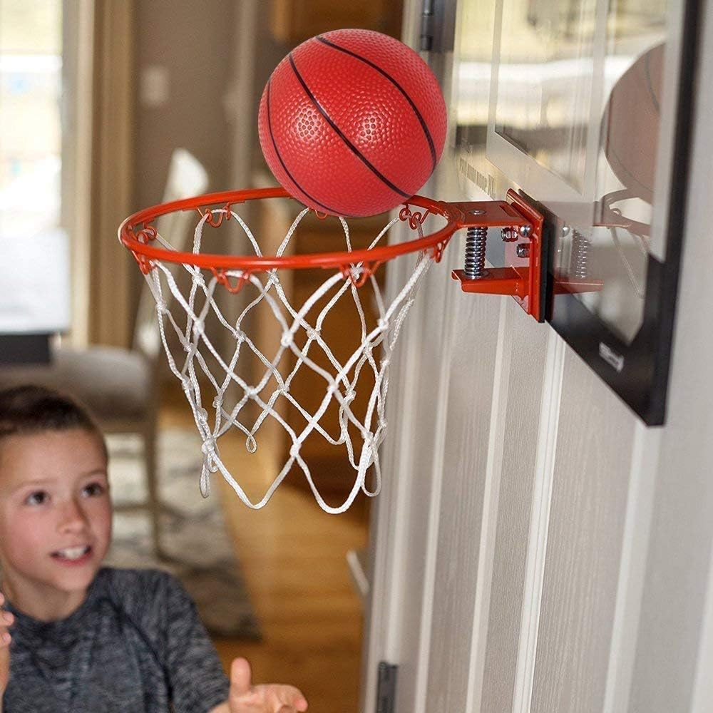 Aro de baloncesto más grande para interiores con borde grande de 9 pulgadas para niños y adultos, aro de baloncesto sobre la puerta para dormitorio con 3 gomas pequeñas de 6 pulgadas, juguete