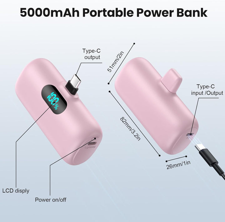 Mini Cargador Portátil USB C Power Bank, Paquete de Batería Mejorad...