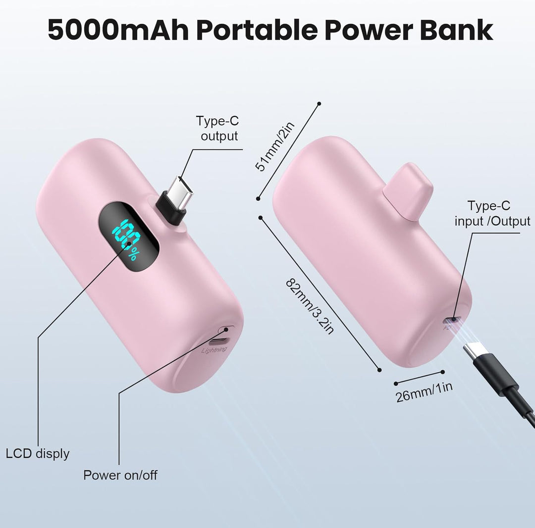 Mini Cargador Portátil USB C Power Bank, Paquete de Batería Mejorad...