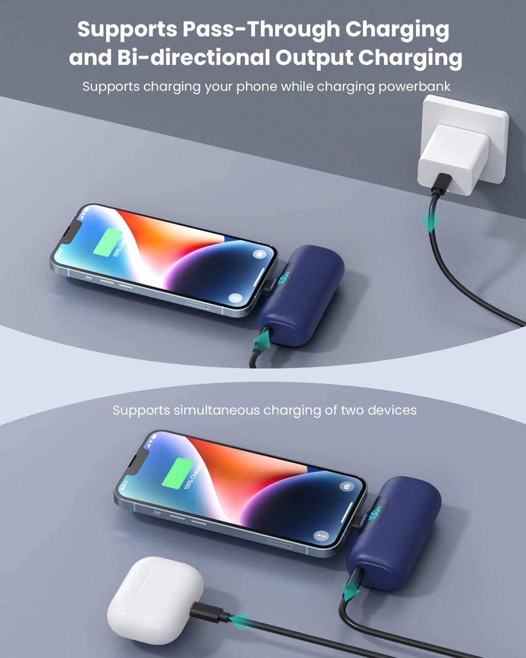 Mini Portable Charger for iPhone,Upgraded 22.5W PD Fast Charging 55...