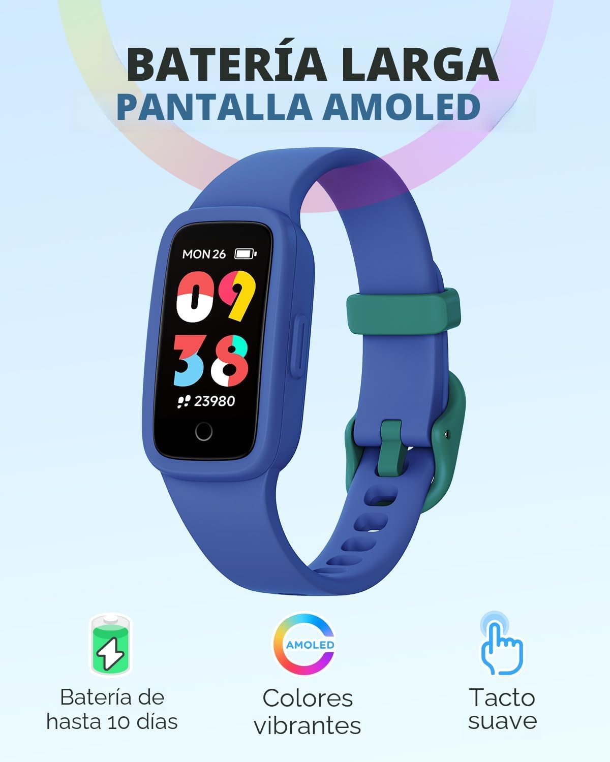 BIGGERFIVE Vigor Kids Fitness Tracker Watch AMOLED Screen, 3ATM Waterproof