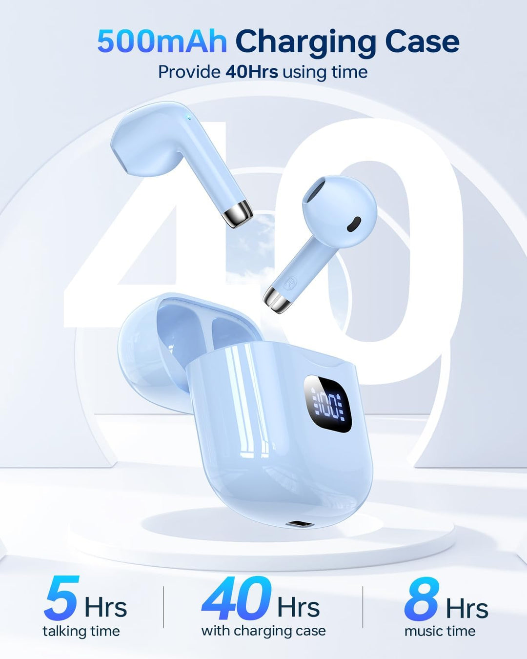 KTGEE Auriculares inalámbricos Bluetooth 5.3, reproducción de 40 ho...