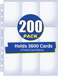 Paquete de 200 hojas de carpeta de 9 bolsillos para tarjetas, capacidad