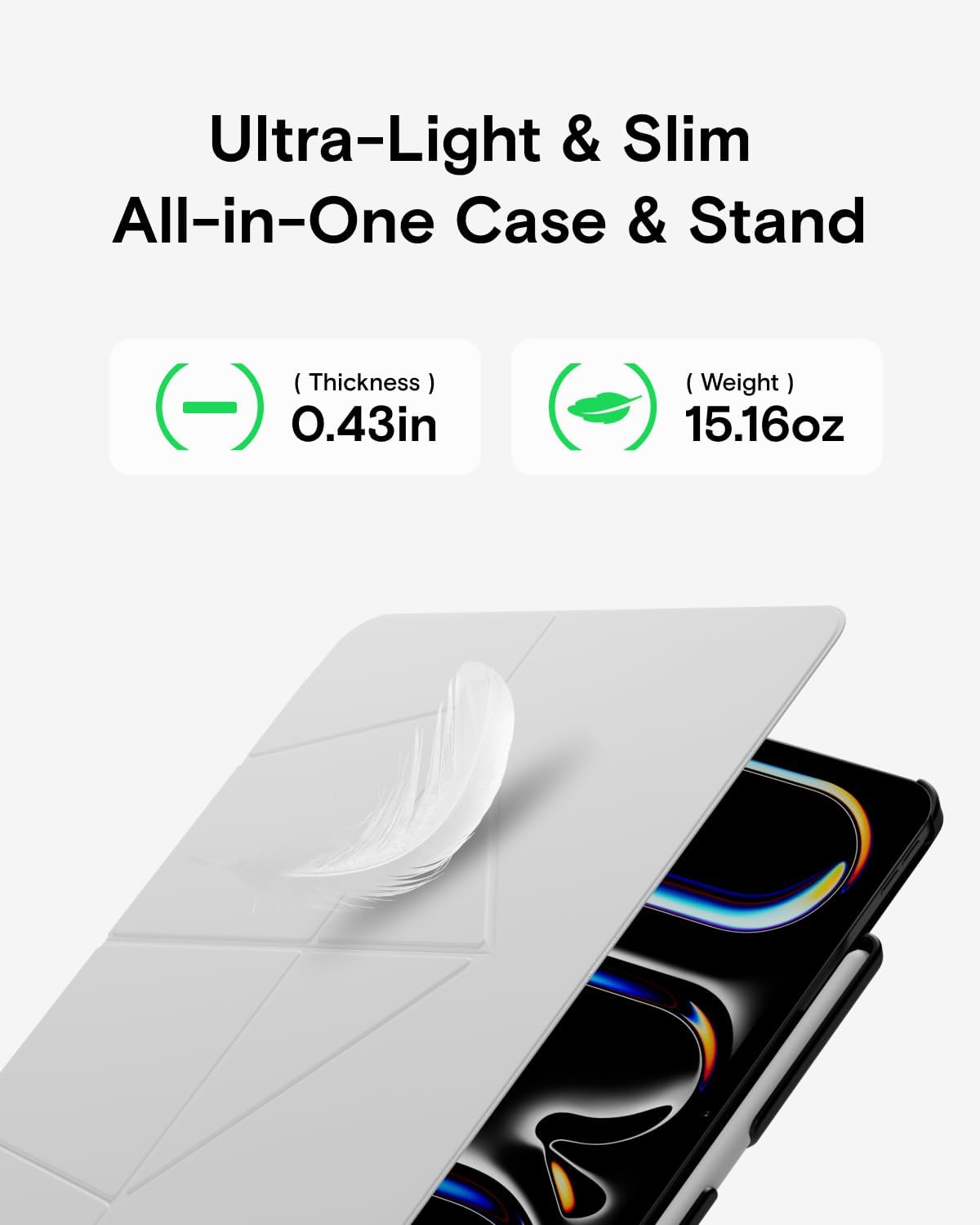 MOFT Funda tipo libro para iPad Air de 13 pulgadas M3/M2 (2025/2024) – Funda protectora con soporte para lápiz desmontable, visión multiángulo, funda de piel MOVAS, apagado y encendido automático