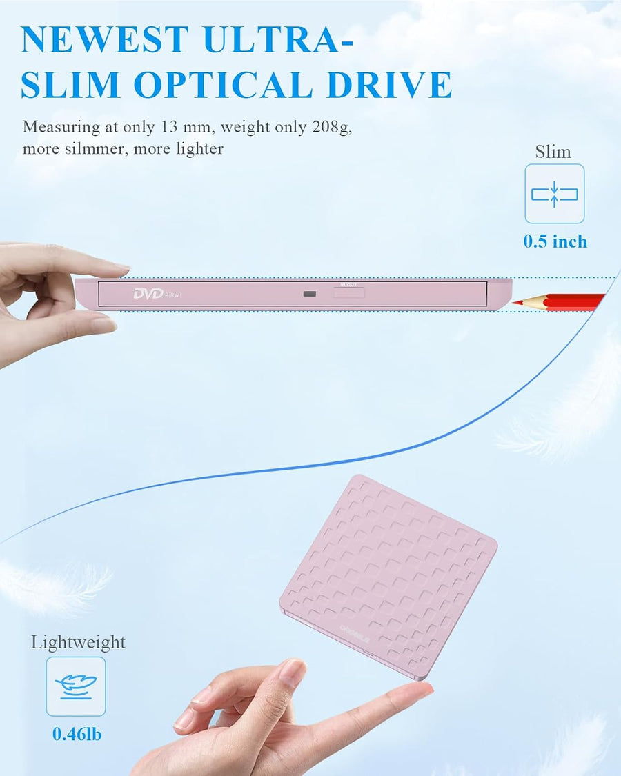 ORIGBELIE Unidad Externa de CD DVD para Portátil, USB 3.0 Tipo-C Ul...