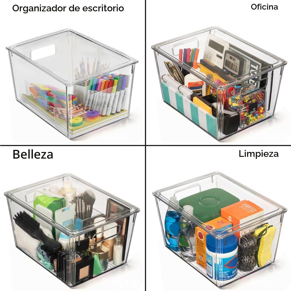 ClearSpace Contenedores de Almacenamiento de Plástico con Tapas X-Large – Perfectos para Organización de Cocina, Organizador de Escritorio o Almacenamiento de Despensa – Organizador de Escritorio