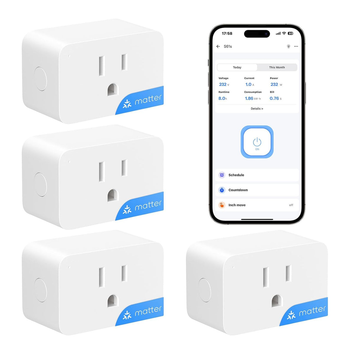 SONOFF S61s Matter Enchufe Inteligente 15A Salida Wi‑Fi con monitoreo de energía