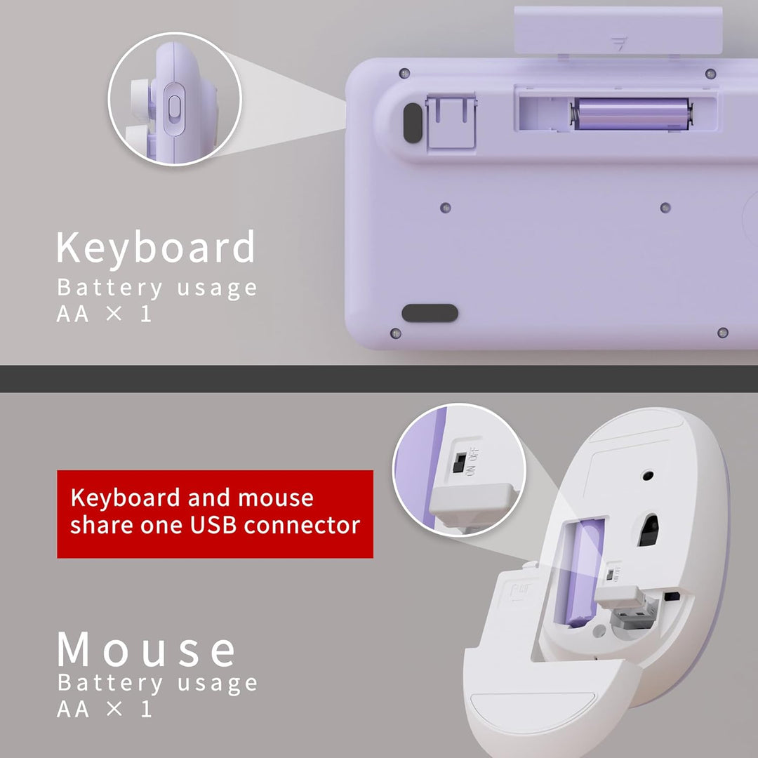 UBOTIE Teclado inalámbrico colorido para computadora y mouse óptico...