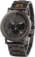 BOBO BIRD Relojes de madera para hombre, con cronógrafo combinado de madera y acero inoxidable, cuarzo militar, relojes de pulsera casuales