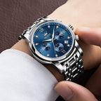 OLEVS Relojes de Oro para Hombres Reloj de Pulsera de Lujo a Prueba de Agua Gran Cara Elegante Acero Inoxidable Analógico Cuarzo Fecha Cronógrafo Luminoso Lectura Fácil Relojes de Negocios Regalos para Hombres Graduación
