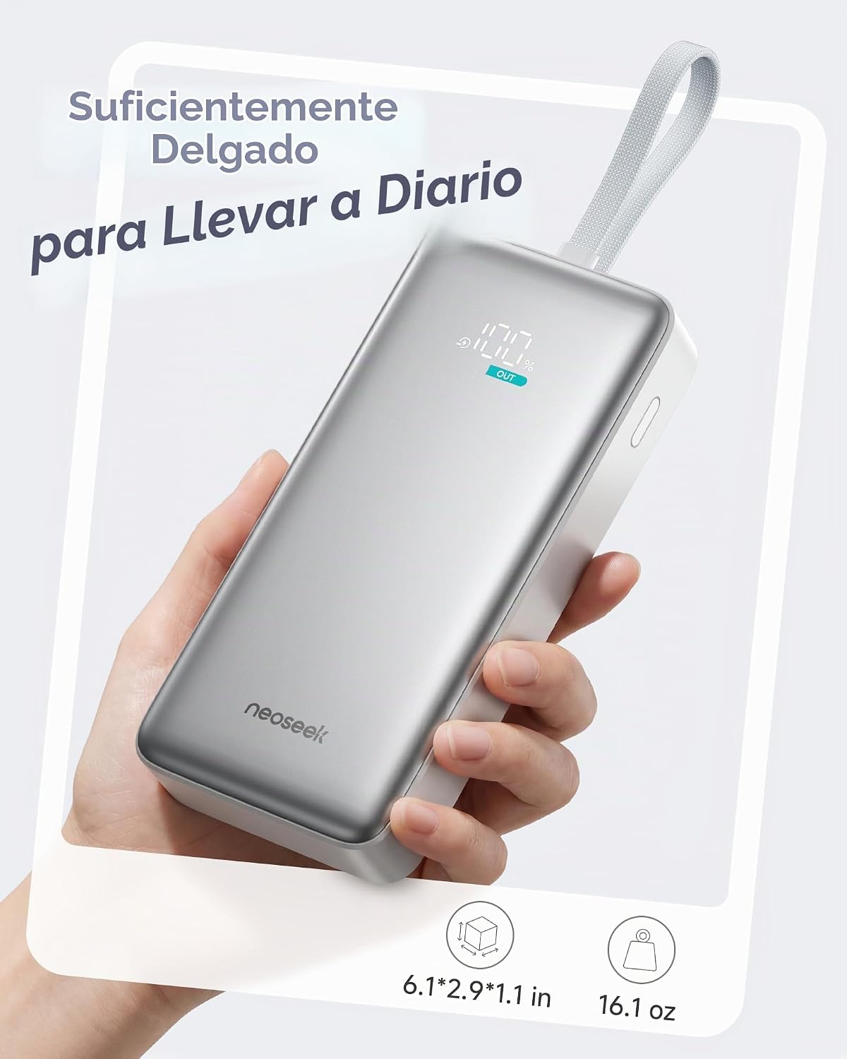 Neoseek Banco de energía de 100W, cargador portátil delgado del ord...