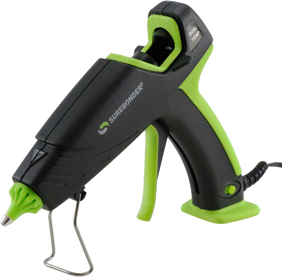 Pistola de pegamento caliente Surebonder con apagado automático, doble temperatura, tamaño completo, 1.5 veces la potencia de las pistolas de pegamento tamaño completo, temperatura de fácil ajuste