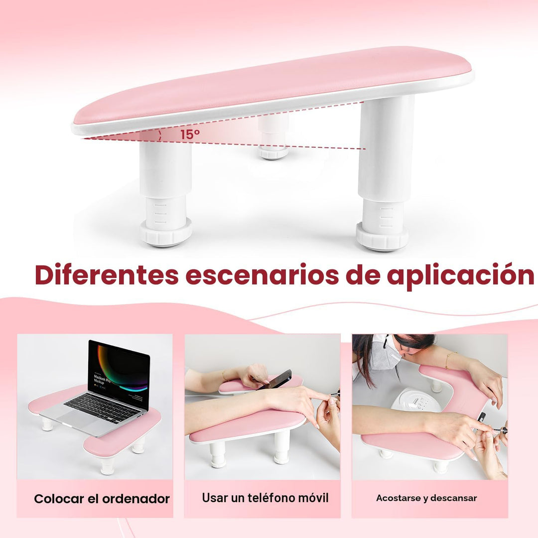 JODSONE Reposabrazos de manicura en forma de U rosa para uñas con s...