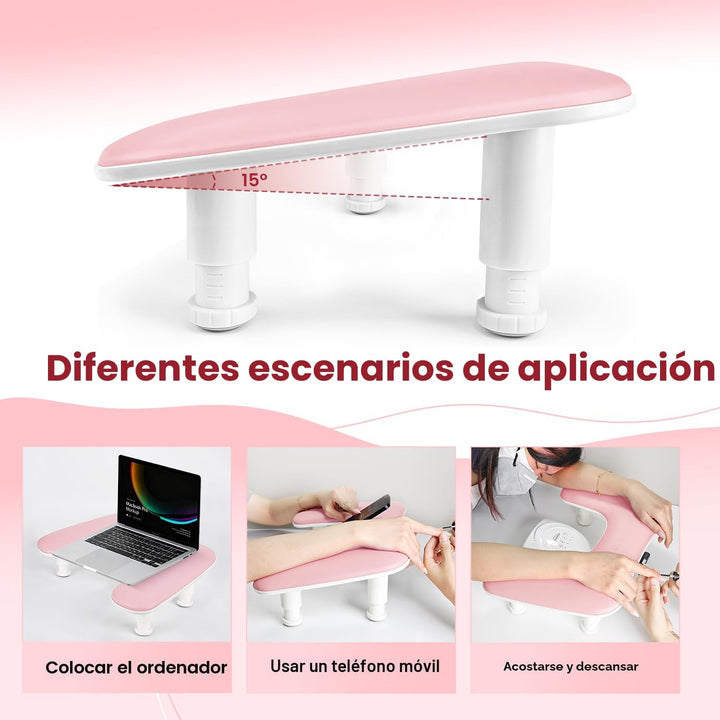 JODSONE Reposabrazos de manicura en forma de U rosa para uñas con s...