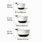 OXO Good Grips juego de 3 cuencos para mezclar de plástico, 2500 ml, blanco/negro