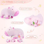 SuzziPals Peluche Capybara rosa 5 en 1 con bebés en el interior