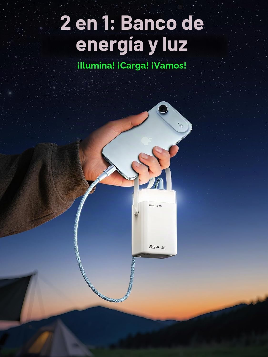 REWONDER Cargador de 65 W de 40000 mAh, cargador portátil de gran c...
