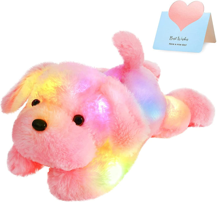 WEWILL Perro Cachorro Rosa Iluminado de 18'' con LED, Peluc...