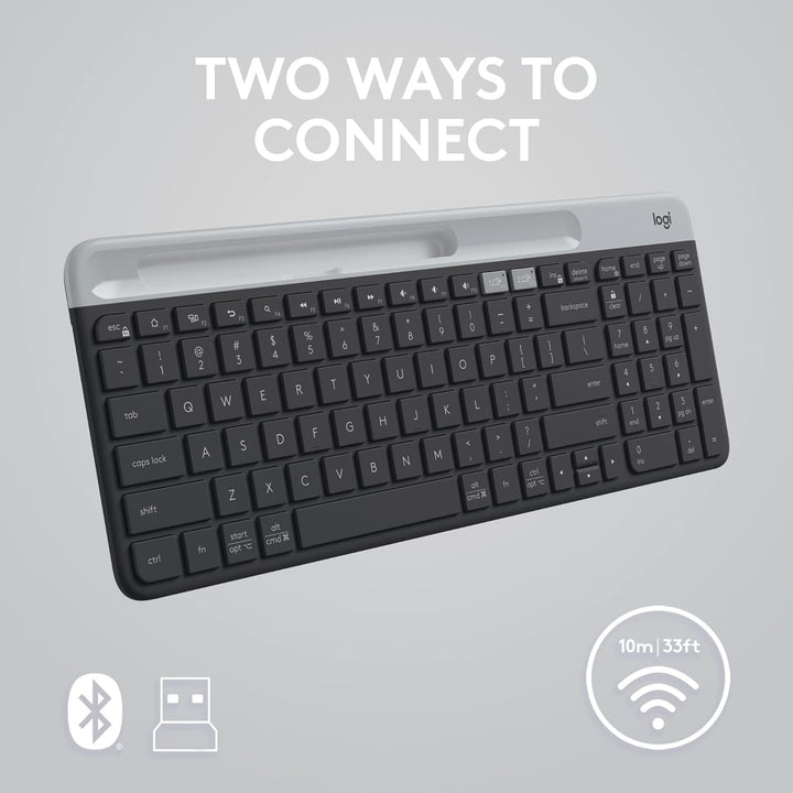 Logitech K585 Teclado inalámbrico delgado multidispositivo, base in...