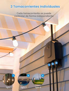 meross - Enchufe inteligente para exteriores, salida Wi-Fi para exteriores con 3 enchufes independientes compatibles con Apple Homekit, Alexa y SmartThings, control de voz y remoto, temporizador, solo