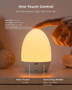 Luz de huevo para guardería, control táctil para cuidado de los ojos, luz nocturna recargable para bebés con 17 modos de color, luz de huevo de alimentación nocturna regulable para el