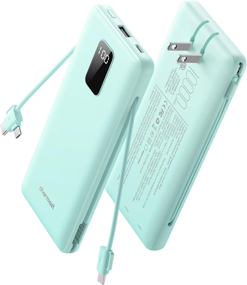 charmast Banco portátil 10000mAh del poder del cargador con el enchufe