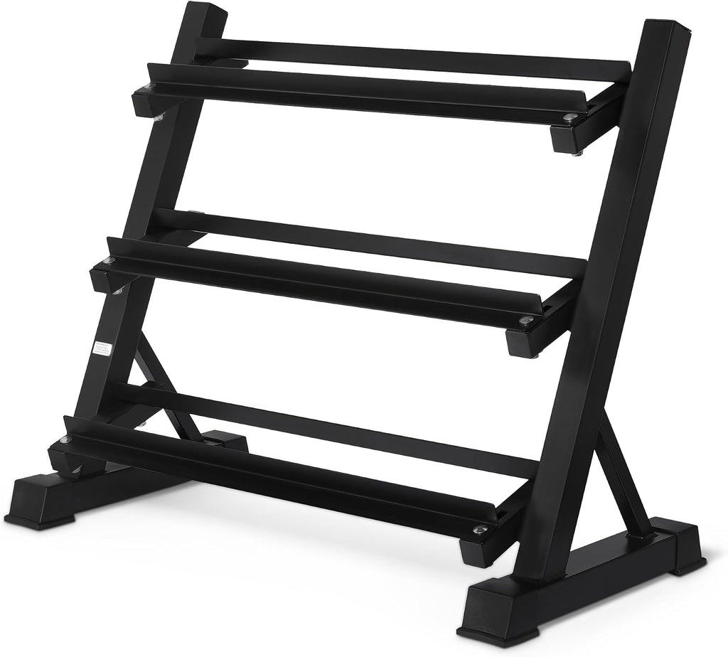 Amazon Basics Soporte de pesas ajustable de 3 niveles, solo soporte de acero resistente, negro