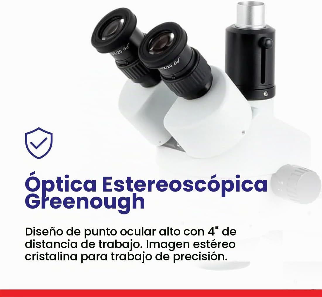 AmScope SM-3T microscopio estéreo trinocular profesional con zoom estereoscópico SM-3T con control simultáneo de enfoque, oculares WH10x, aumento 7X-45X, objetivo zoom 0.7X-4.5X, iluminación ambiental, soporte de pluma de doble brazo.