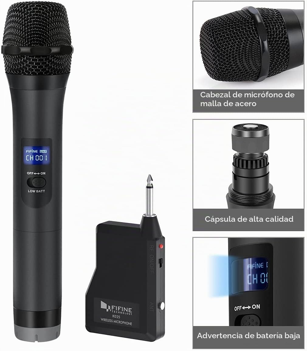 Micrófono Inalámbrico, Micrófono Dinámico de Mano Sistema de Micróf...